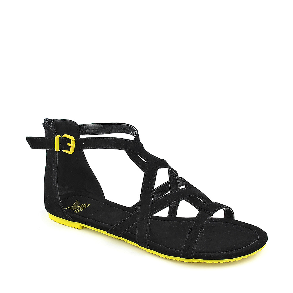 058 Gladiator Sandal Black/Yellow