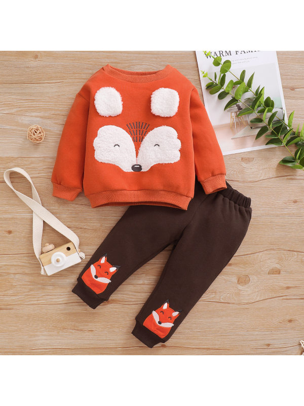 [0M-18M]Baby Cute Cartoon Embroidered Sweatshirt And Pants Set