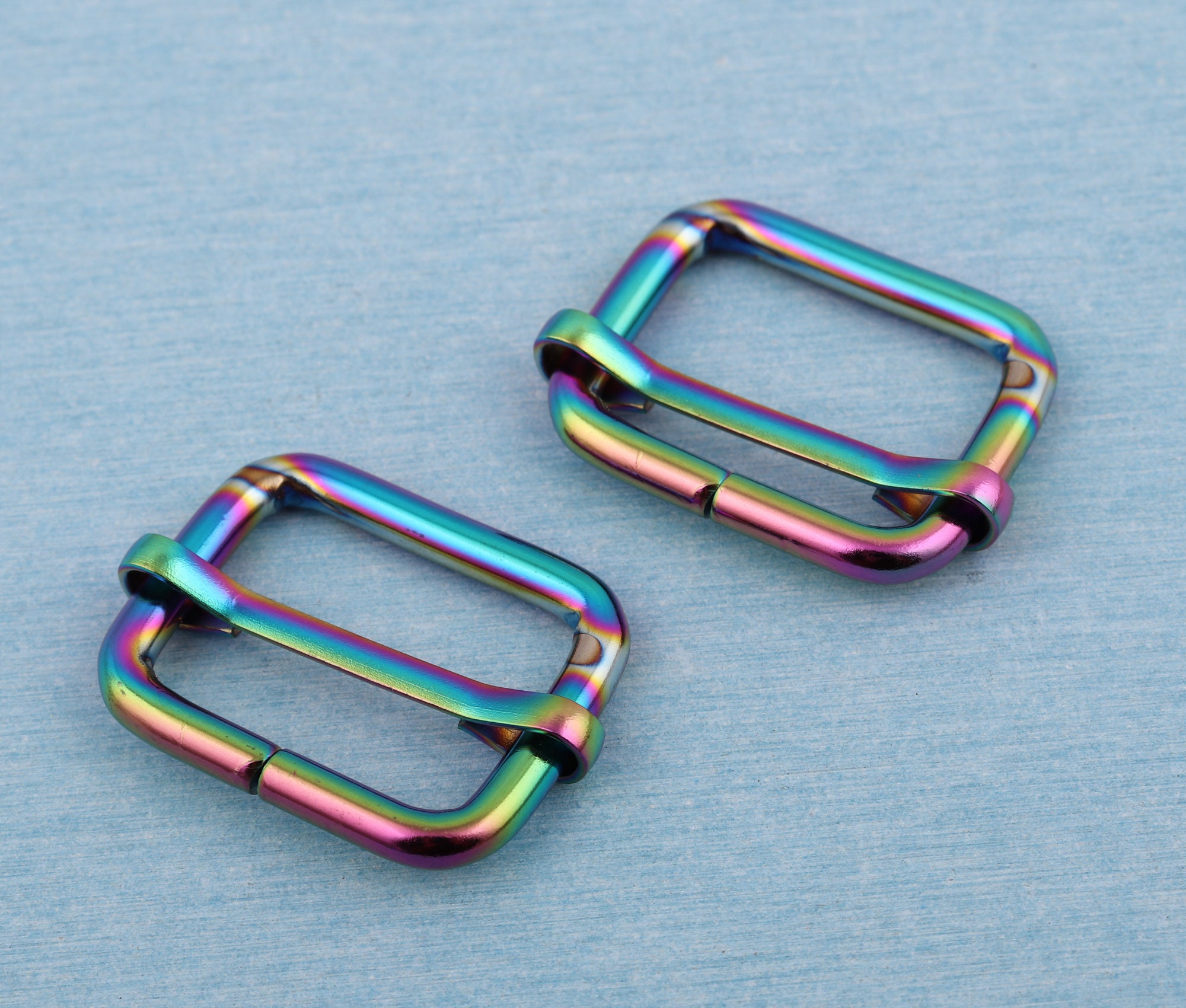 1" Metal Rainbow Belt Buckle, 26mm Inner Slider Buckle, Tri-Glide Rectangle Sliders Strap Adjustable Pin Buckles For Webbing Accessory