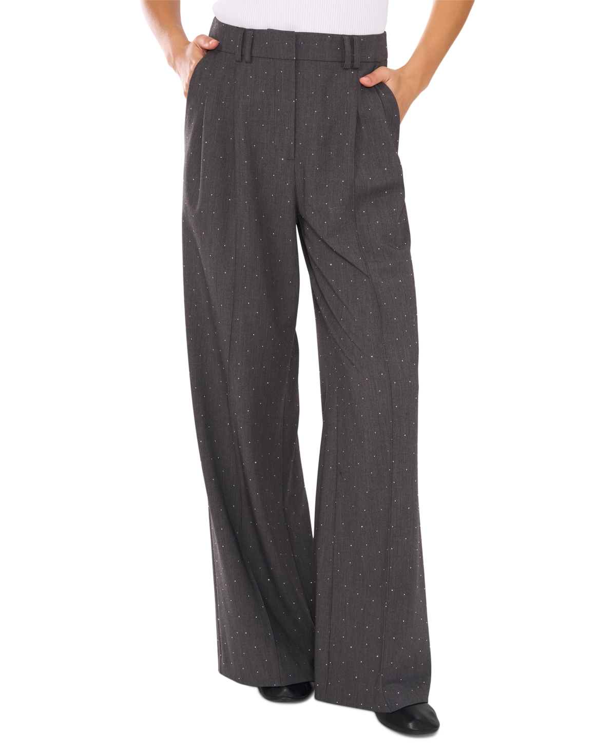 1.state Women's Tailored High-Waist Embellished Pants - Grey Heather