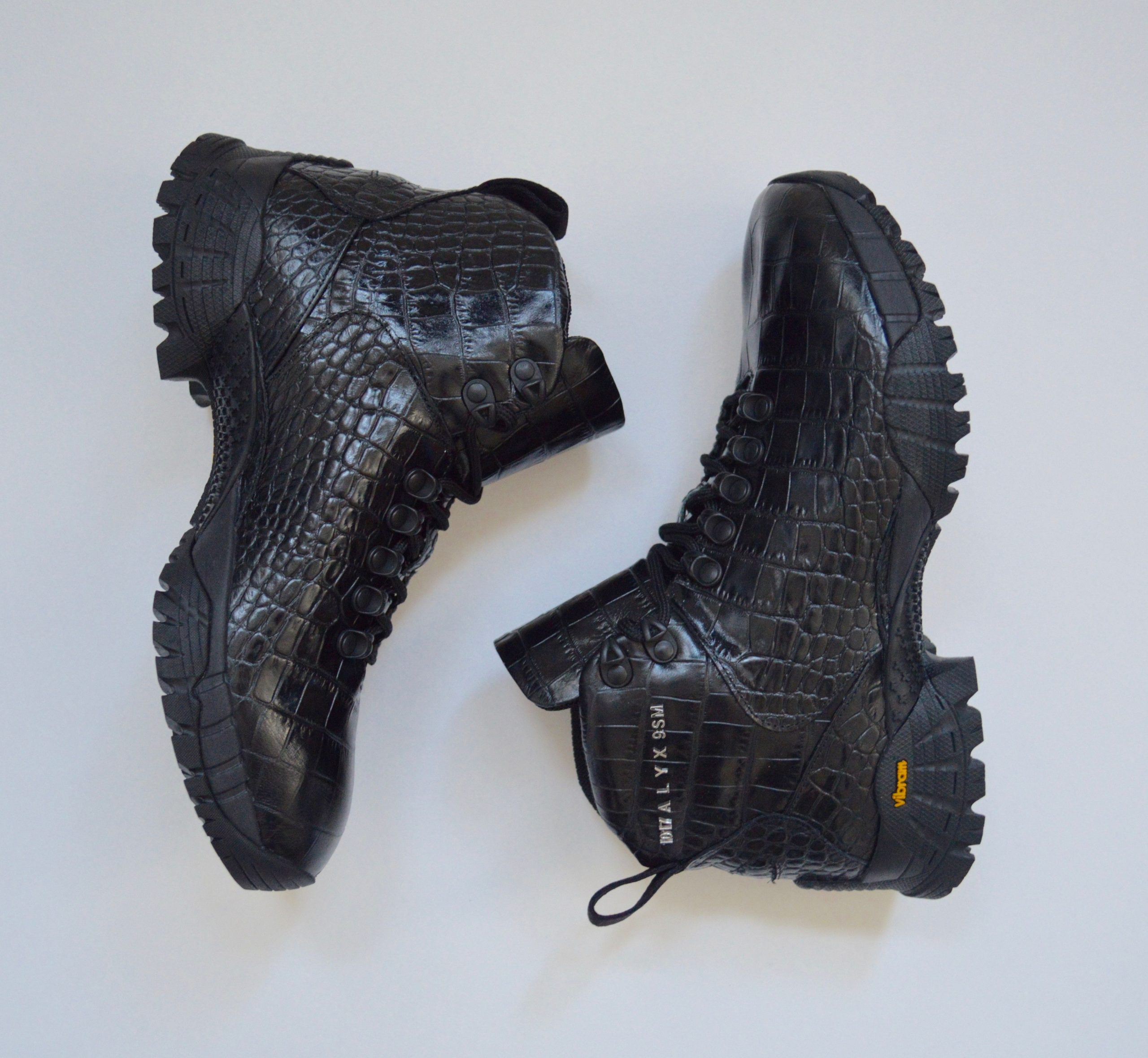 1017 Alyx 9Sm S/s 20 Croc Print Hiking Boots in Black, Women's (Size 6.5)