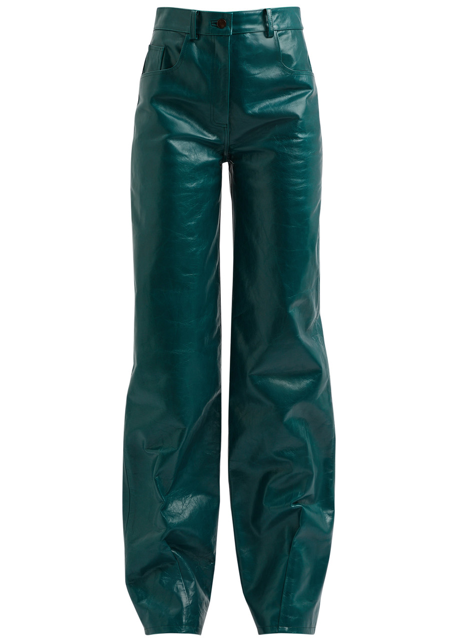 16 Arlington Vante Straight-leg Leather Trousers - Teal - 8 (UK8 / S)