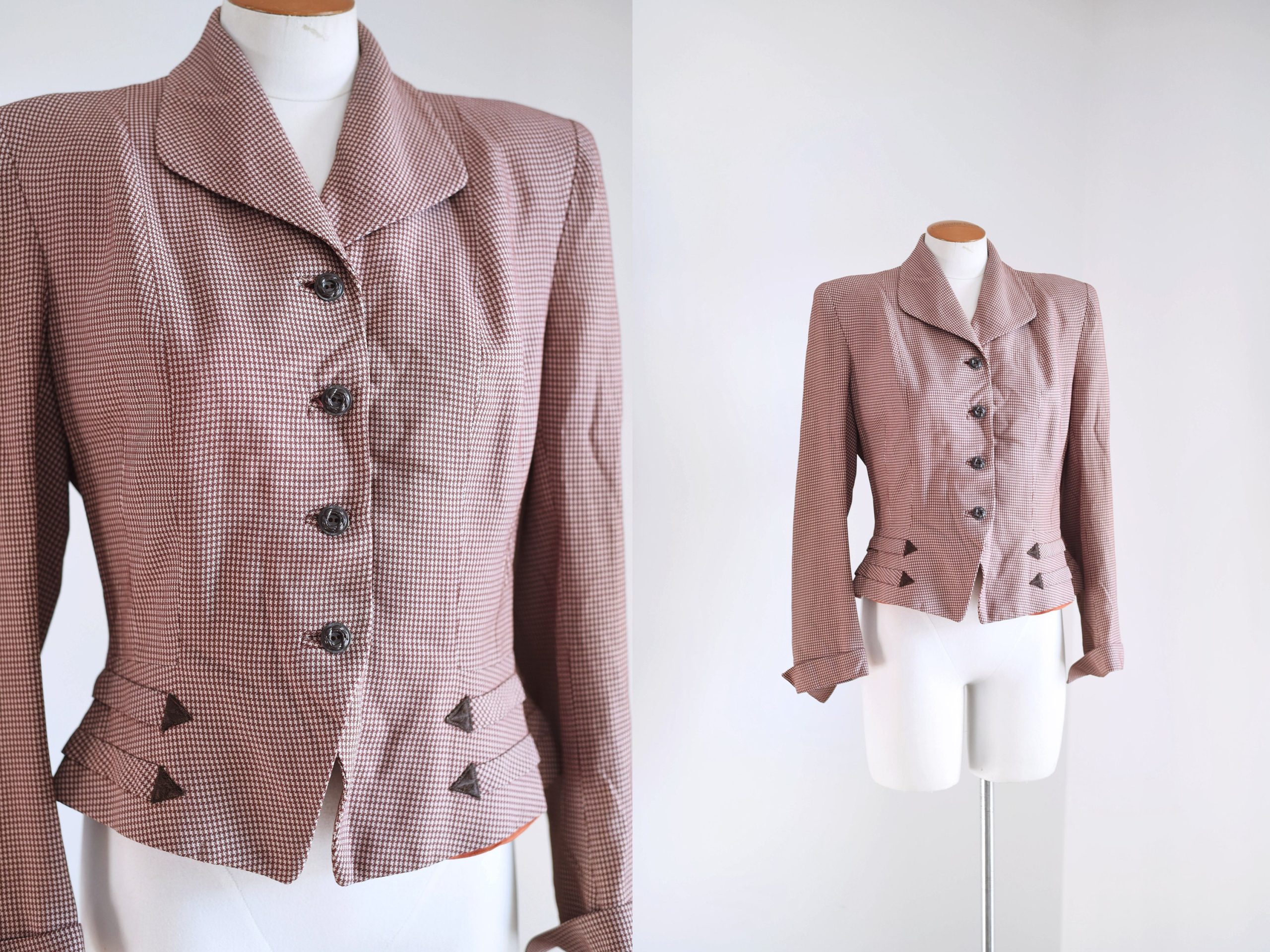 1940S Houndstooth Blazer - S