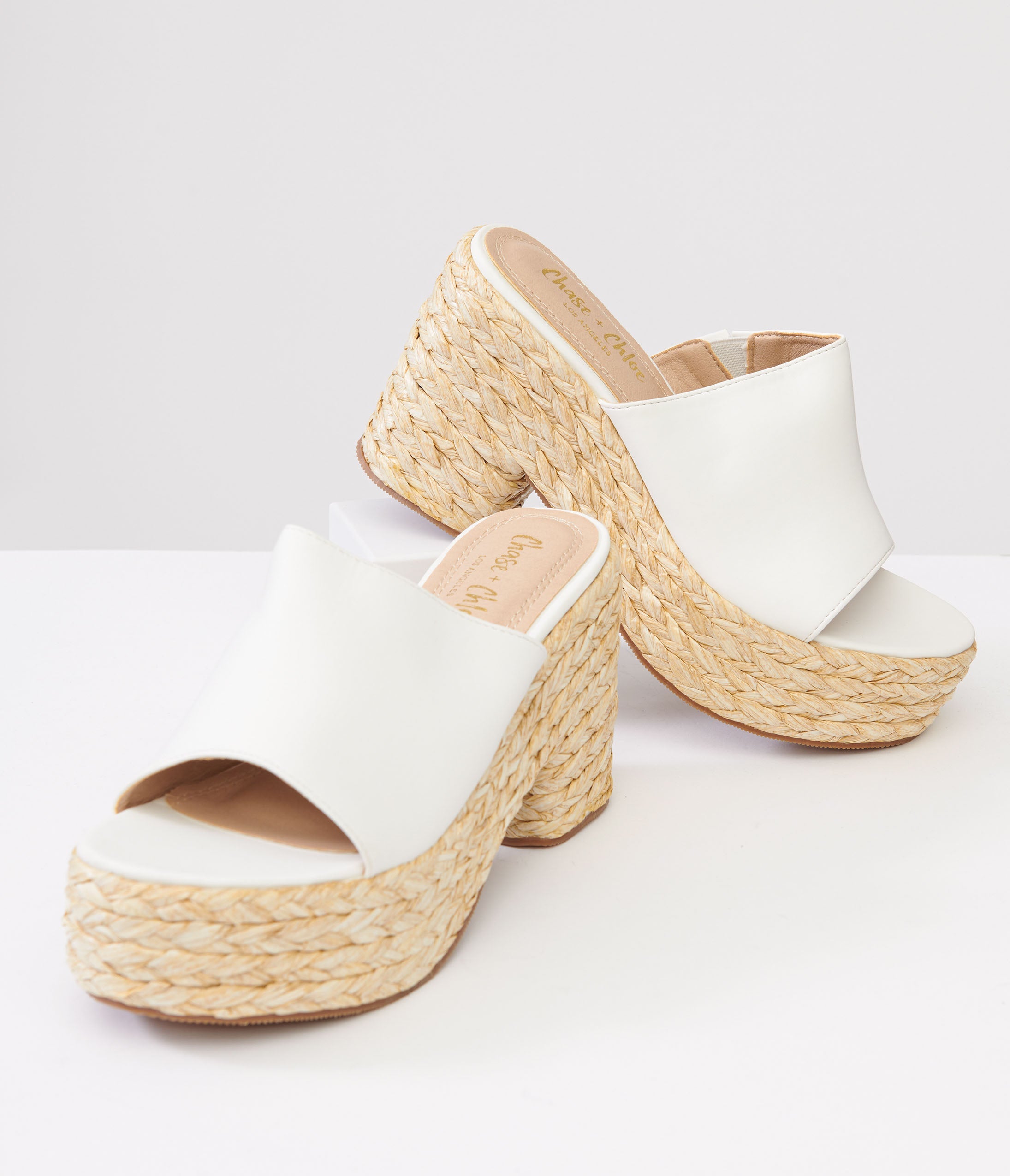 1970S White Platform Woven Sandals