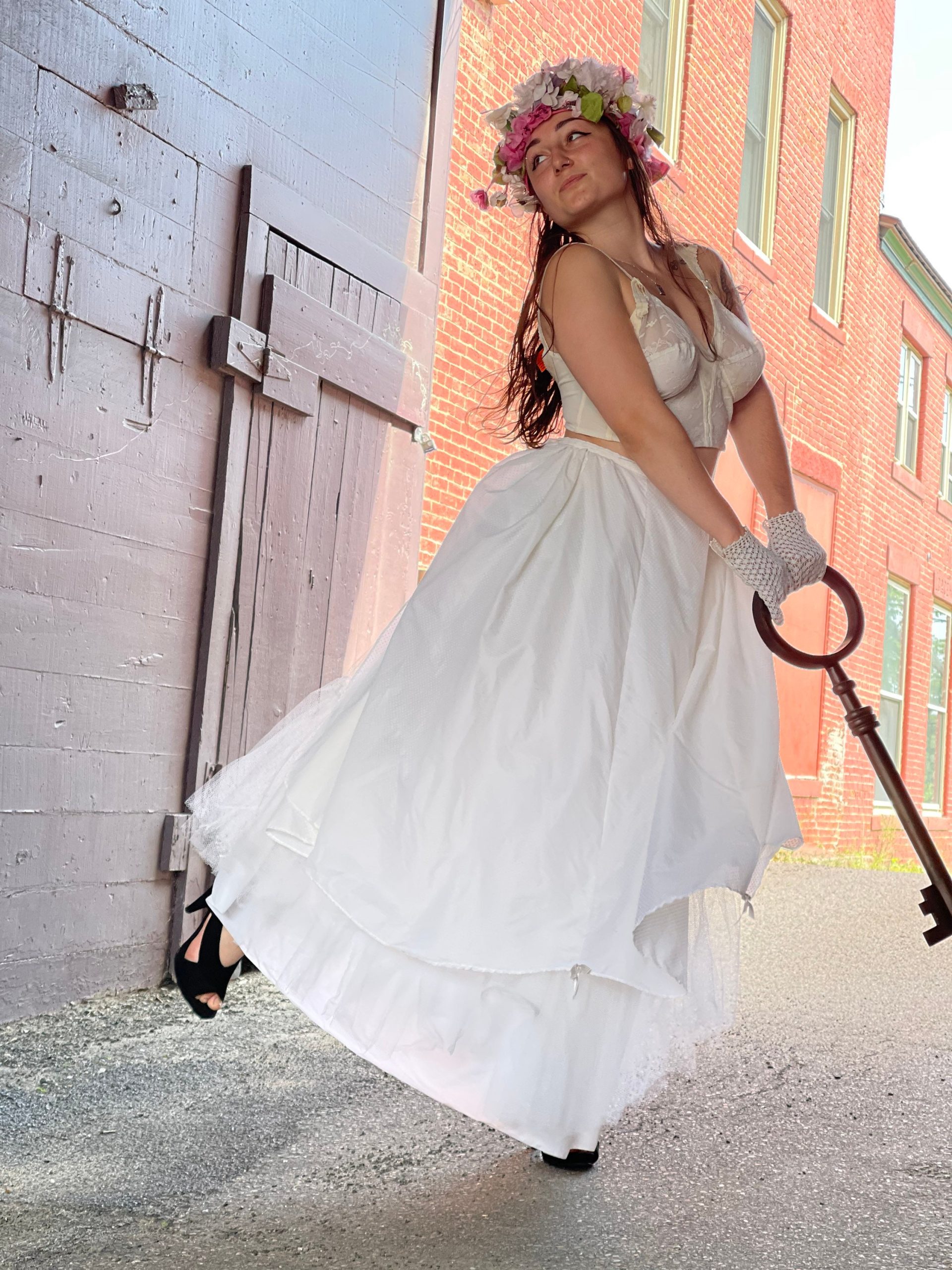 1980S/70S Does Midcentury Princess Skirt Swiss Dot Tiered Tulle-Crinoline-Bridal-Prom-Formal-Dance-White Cottage Core-Fairy Queen-Femme-Gown