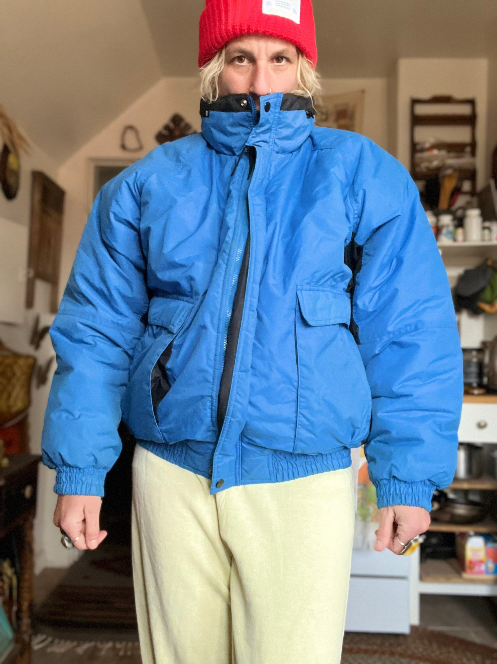 1980's Vintage Hooded Puffer Ski/Snow/Winter Jacket Gender Neutral Size Medium/Large