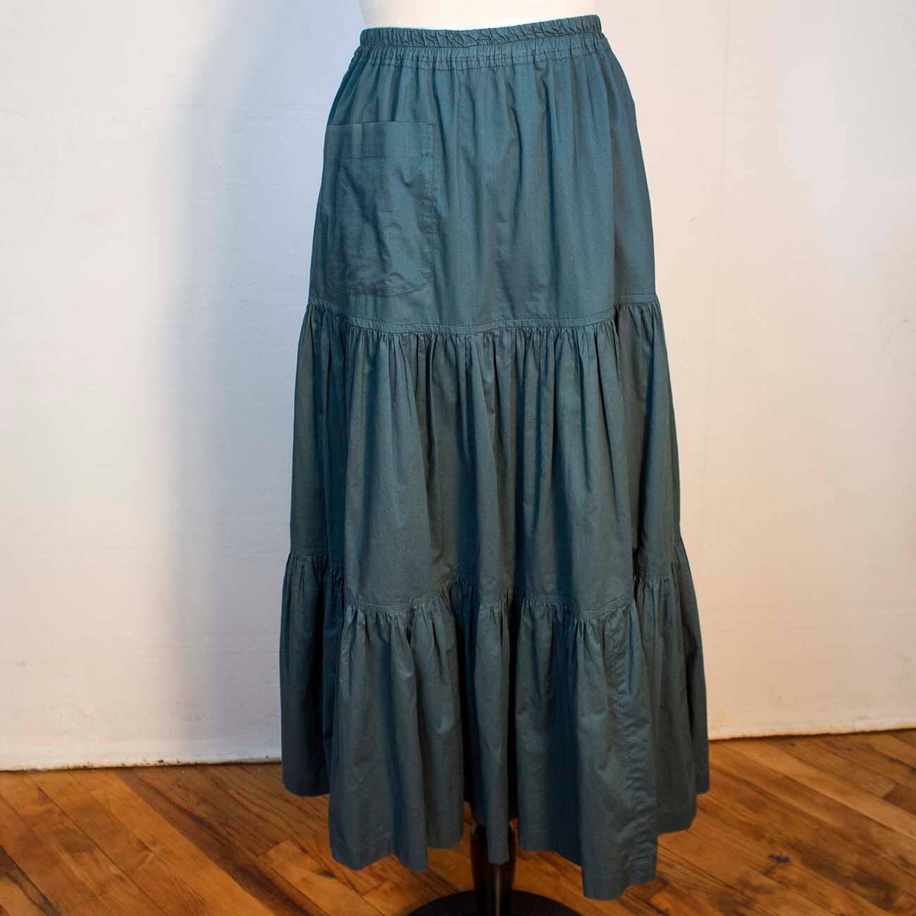 1990S Eskandar Tiered Maxi Skirt | Waist 29 Small Vintage