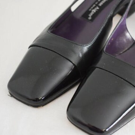 1990S Etienne Aigner Black Leather Slingbacks, Size 7 1/2M