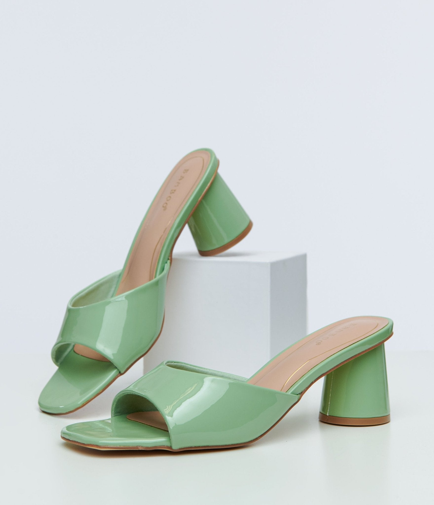 1990S Sage Green Square Toe Mules