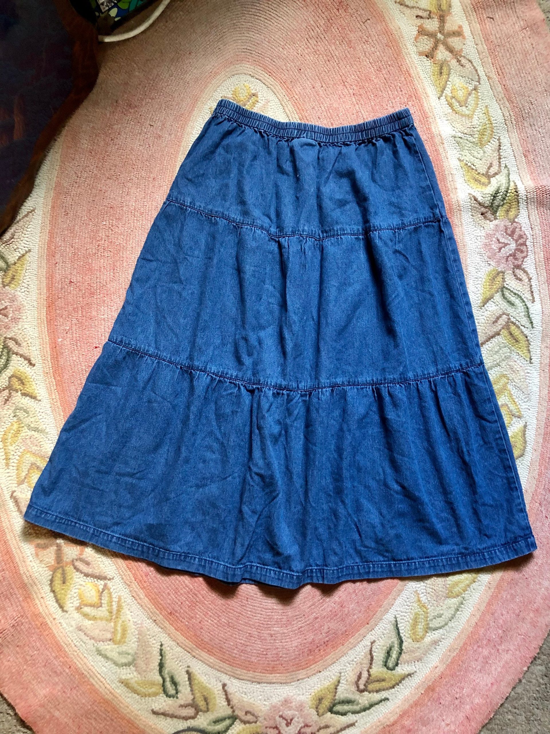 1990's Vintage Denim Tiered Skirt Womens Size Small/Medium