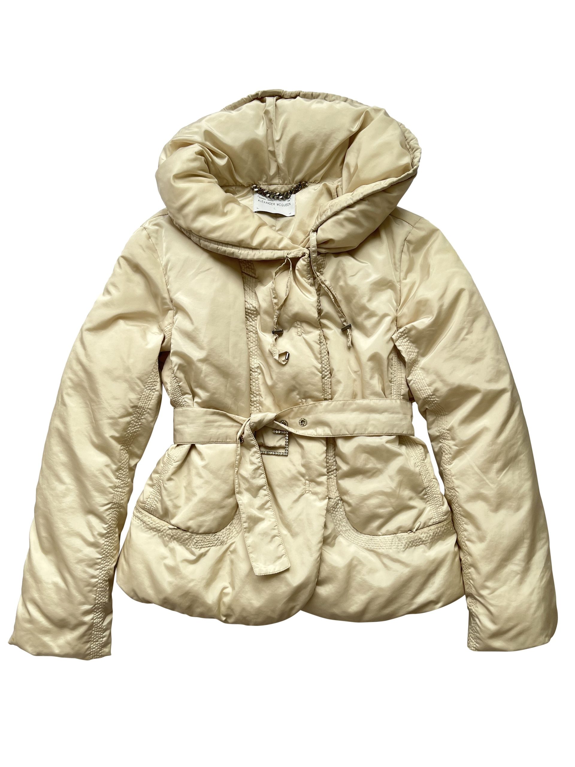 1996 Alexander Mcqueen Down Puffer Jacket in Cream/Light Beige, Women's (Size Large)