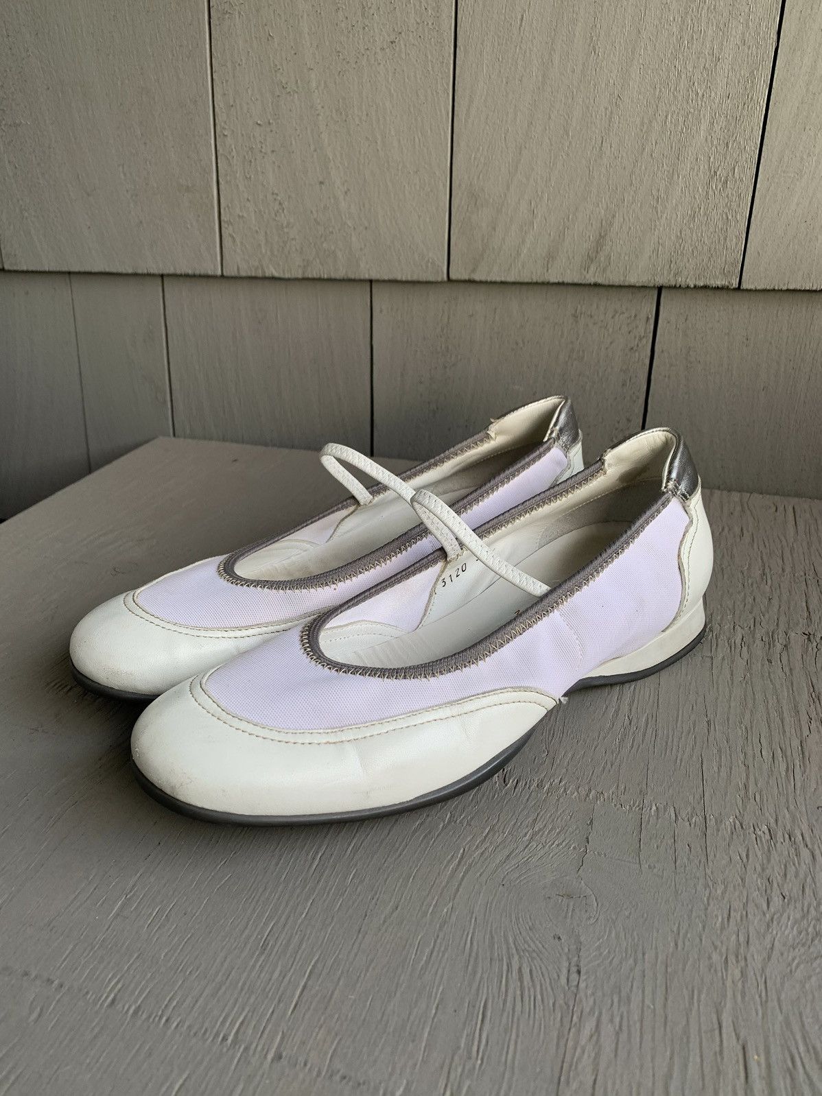 2000S Prada Sport Mary Janes Y2K Vintage Sneaker Loafer 3120 in White, Women's (Size 9)