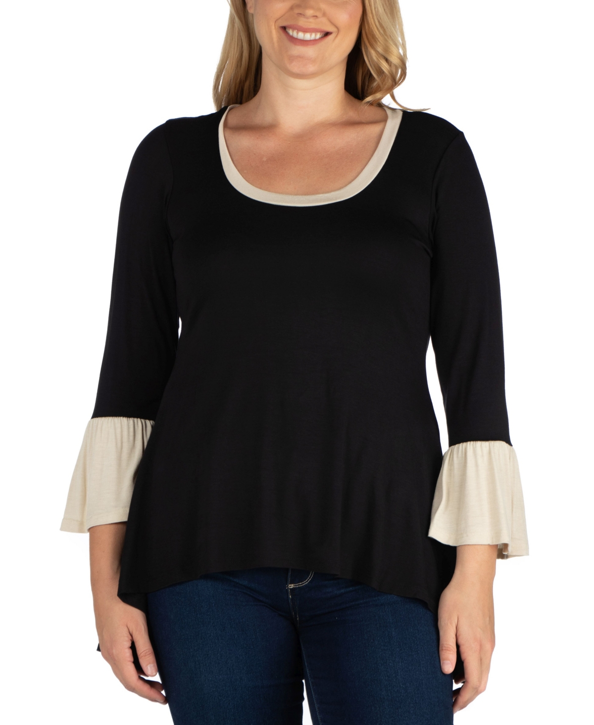 24seven Comfort Apparel Plus Size Tunic Top - Black