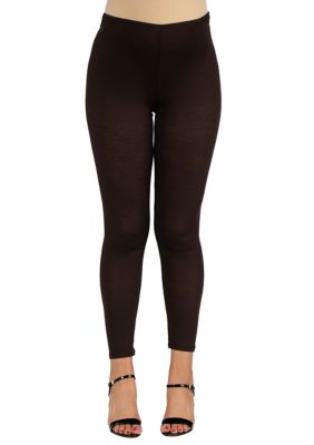 24seven Comfort Apparel Women's Maternity Stretch Ankle Length Leggings, Brown, 2X