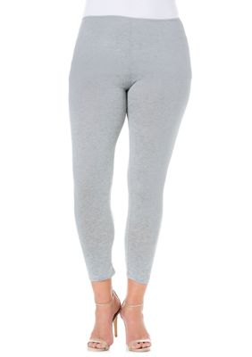 24seven Comfort Apparel Women's Plus Size Stretch Ankle Length Leggings, Grey, 1X