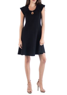 24seven Comfort Apparel Women's Scoop Neck A-Line Dress, Black, 1X