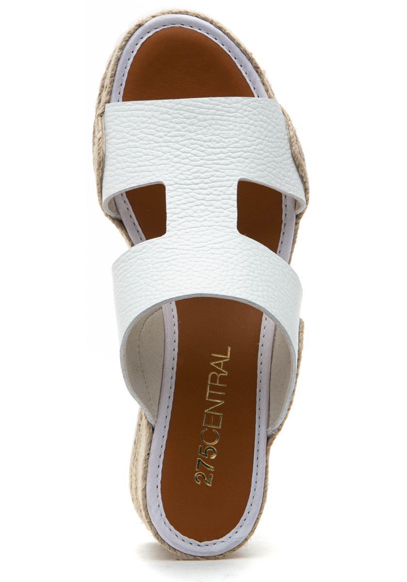 275 Central Christie Espadrille Wedge White Leather - White 35 Medium