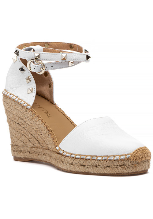 275 Central Michael Espadrille Wedge White Leather - White 41 Medium