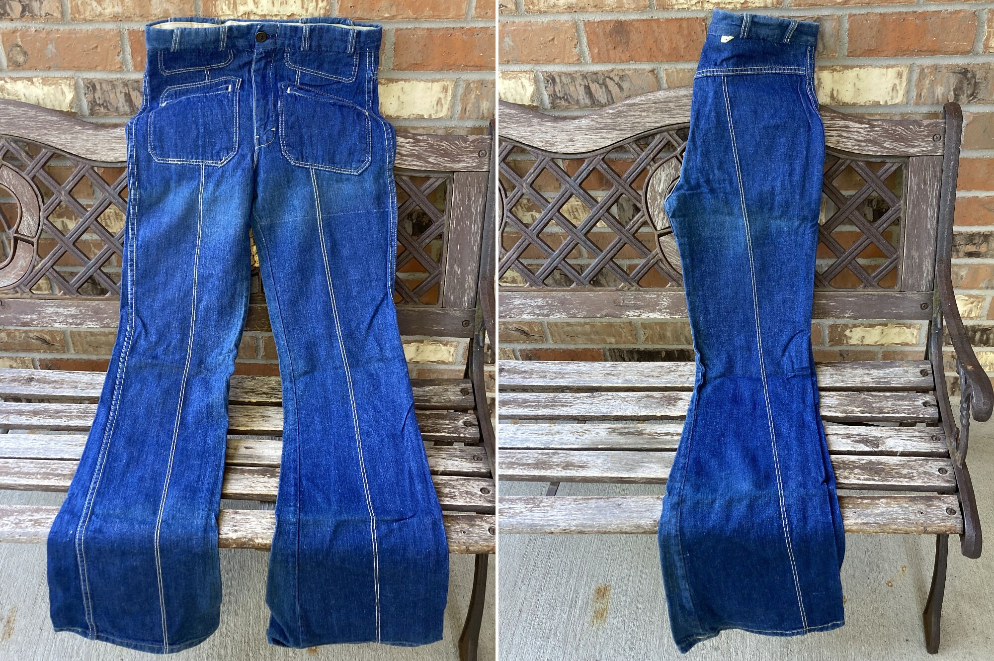 29 X 36.5 70S Denim Flared Bell Bottom Jeans Pants Vintage