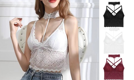 3 Pack Lace Bralette Adjustable Straps Lace Cami Tank Top Tank Camisole Crop Top S/M Multi-color