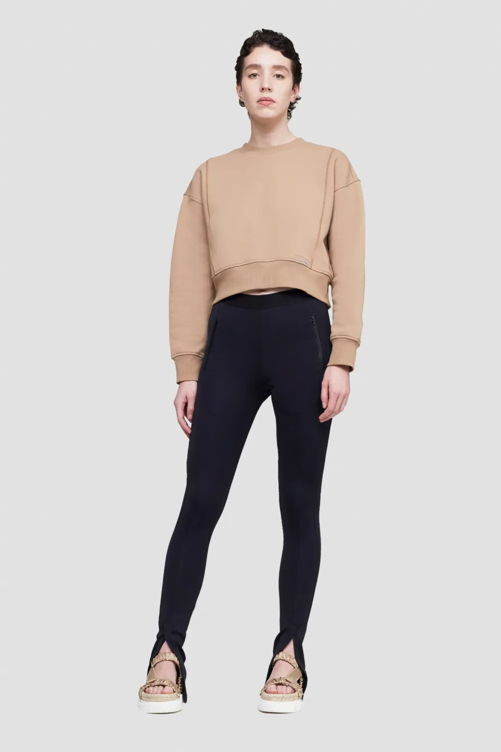 3.1 Phillip Lim Everyday Terry Cropped Sweatshirt Neutrals Size L