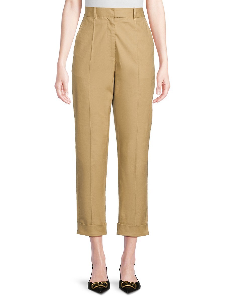 3.1 Phillip Lim Women's Rolled Cuff Cropped Pleated Pants - Khaki - Size 00