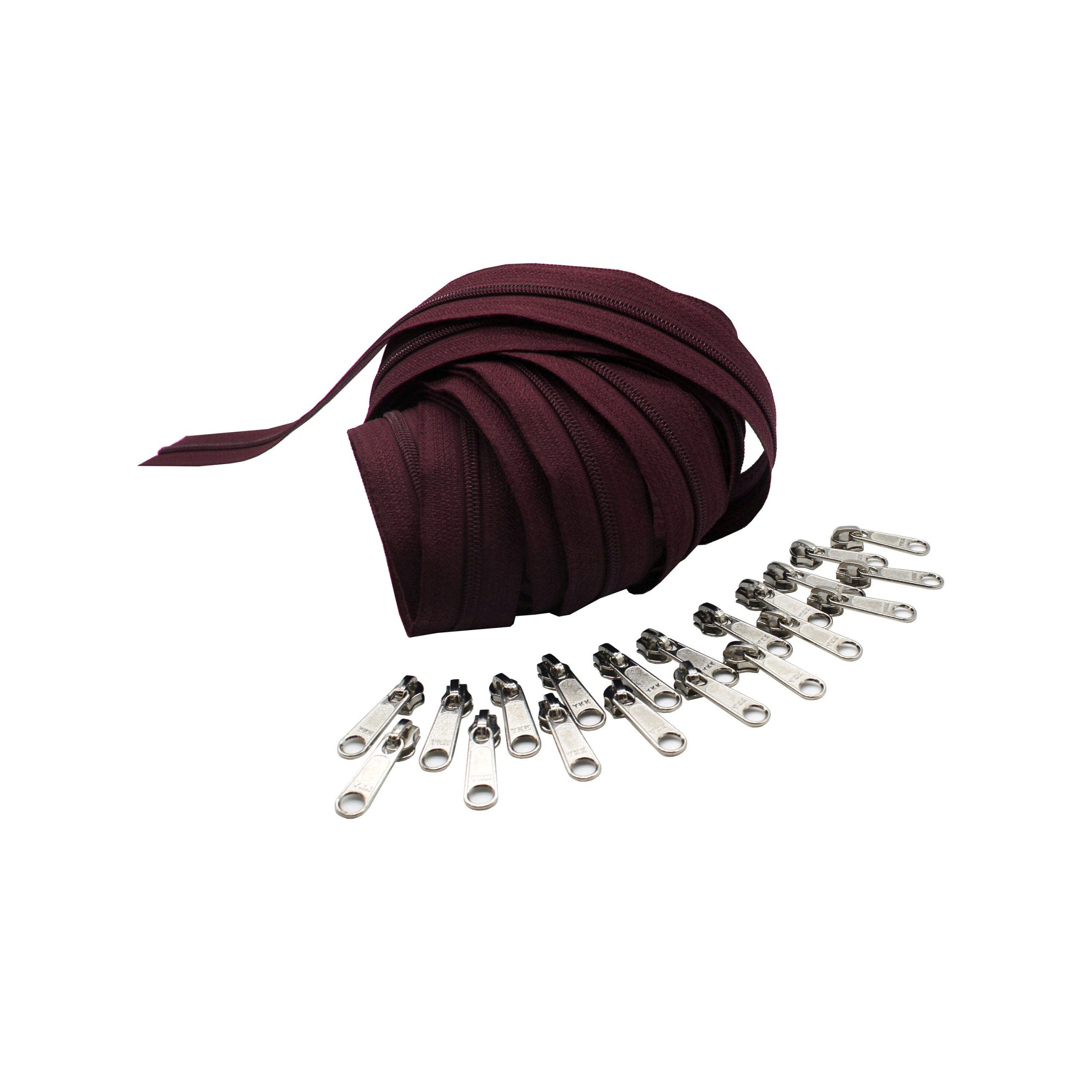 5 Yards Of Ykk #3 Continuous Coil Chain + 20 Nickel Extra Long Pull Non Locking Sliders | Pick The Color