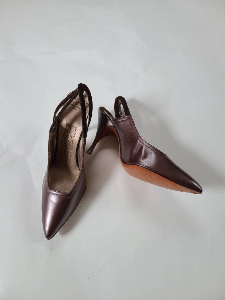 50S Slingback Stilettos, Bronze Silvery Purple, 6 1/2, Js Raub