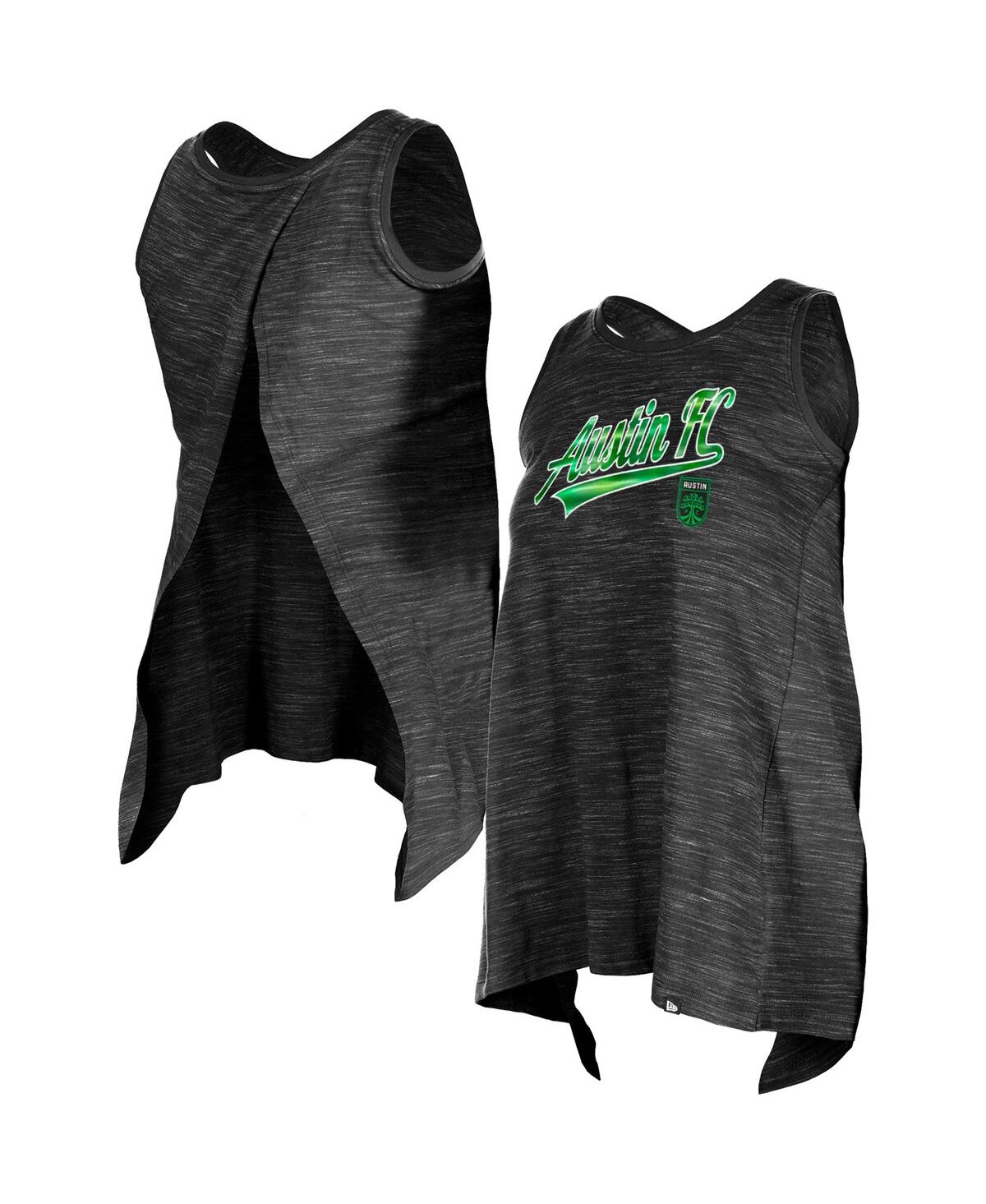 5th & Ocean Women's Black Austin Fc Athletic Cross Back Tank Top - Black