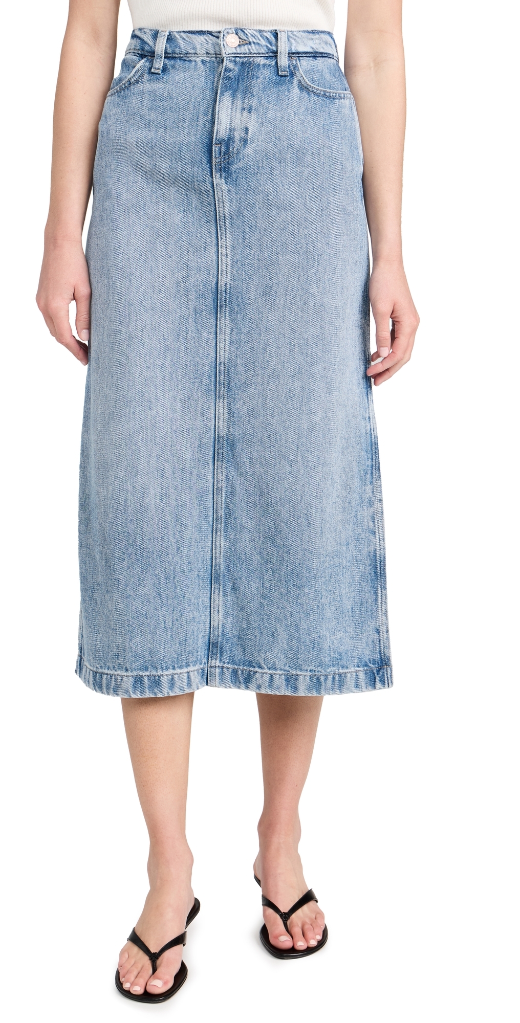 7 For All Mankind Midi Denim Skirt Abyss 29