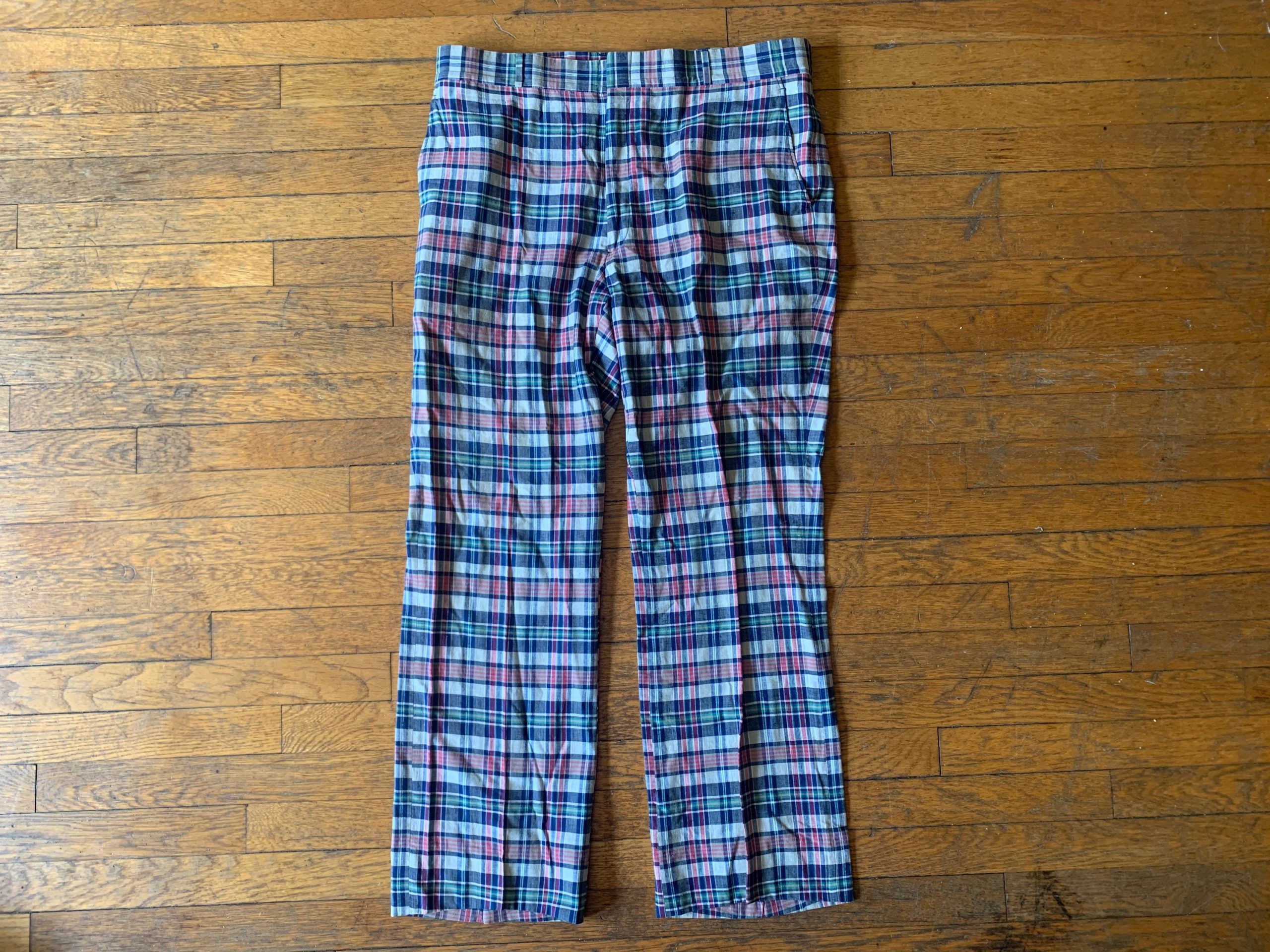 70S 38x31 Gingham Plaid Wide-Leg Flared Golf Pants