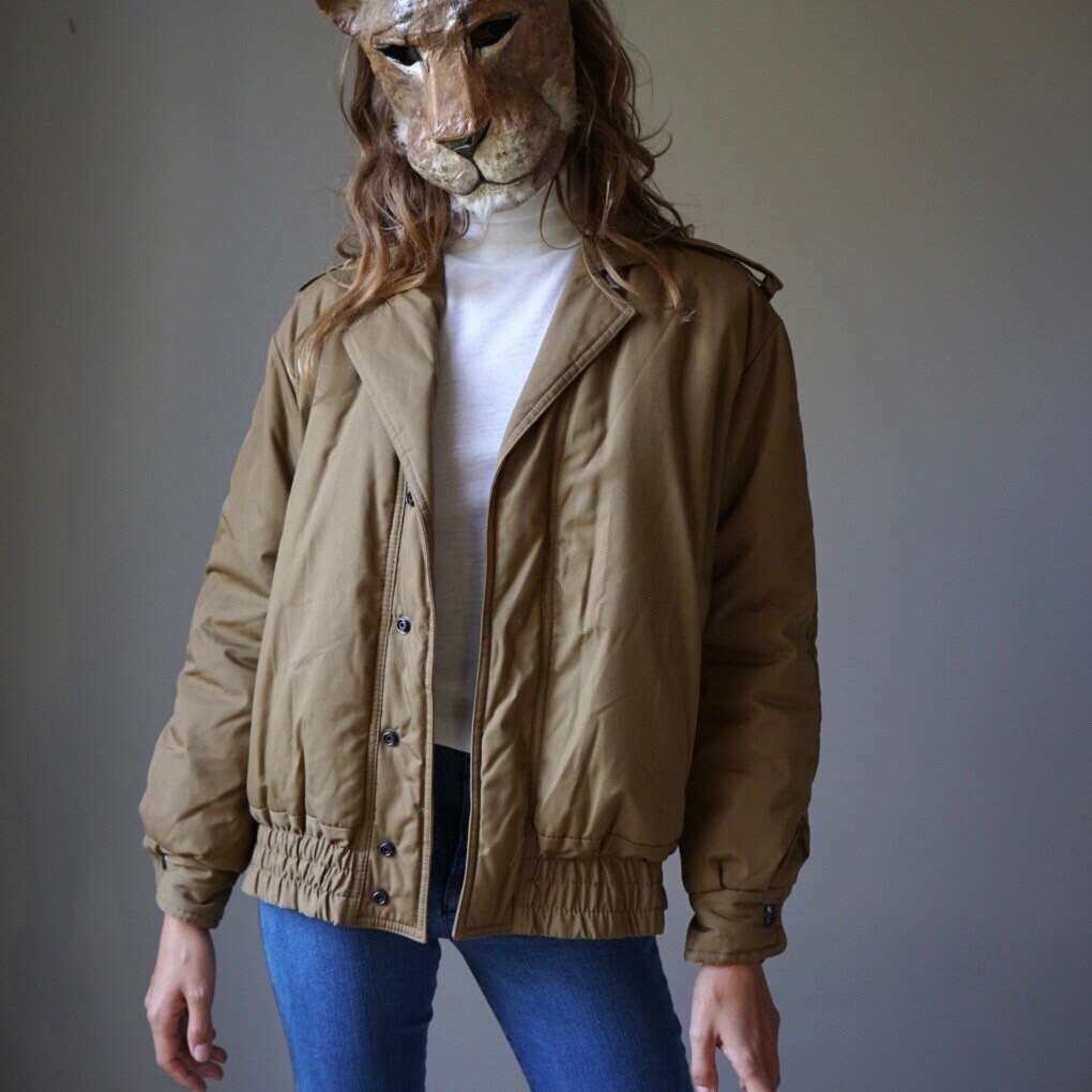 70S Camel Carrera Bomber Aviator Jacket/Vintage Deadstock Winter Padded Coat