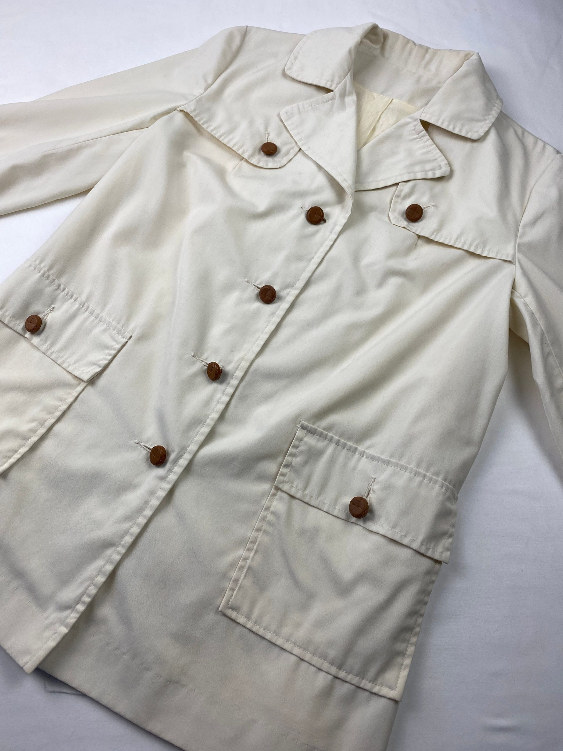 70's Raincoat Ivory Cream Vintage Trench Coat Jacket