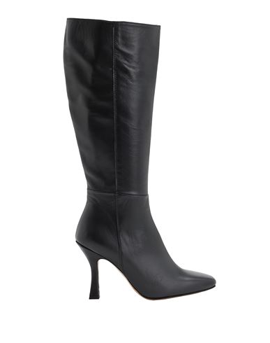 8 By Yoox Glove Leather Square Toe Heeled Tall Boots Woman Boot Black Size 9 Ovine leather