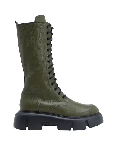 8 By Yoox Leather High Combat Ankle Boots Woman Boot Military green Size 6 Soft Leather