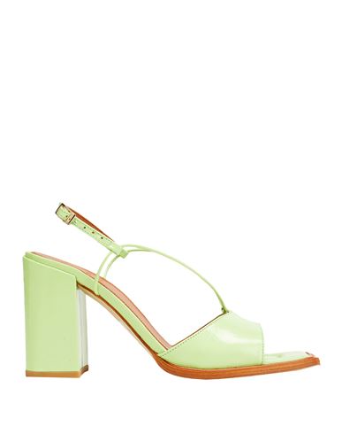 8 By Yoox Leather High-heeled Sandals W/strap Woman Sandals Lime green Size 9 Calfskin