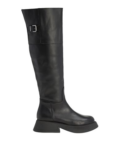 8 By Yoox Leather Over-the-knee Boots With Buckle Woman Boot Black Size 9 Calfskin