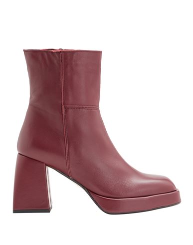 8 By Yoox Leather Platform Ankle Boots Woman Ankle boots Burgundy Size 5 Ovine leather