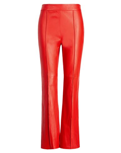 8 By Yoox Leather Straight-leg Fit Pant Woman Pants Coral Size 2 Lambskin