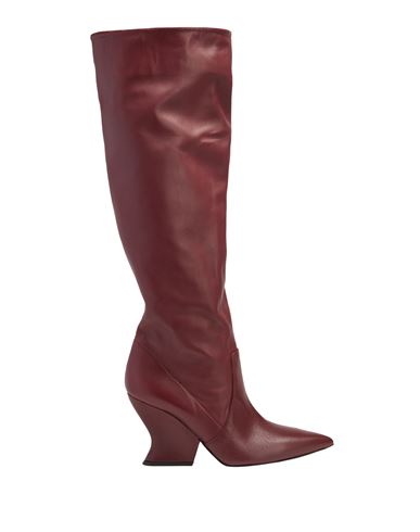 8 By Yoox Leather Wedge Sole High Boot Woman Boot Burgundy Size 6 Ovine leather