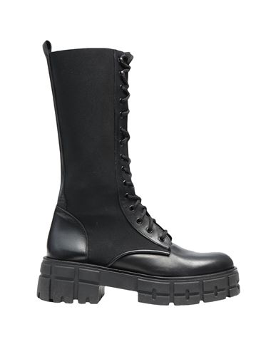 8 By Yoox Leather-nylon Combat Boots Woman Boot Black Size 10 Ovine leather, Polyamide