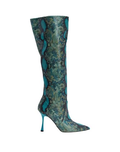 8 By Yoox Python Leather Heeled Boots Woman Boot Pastel blue Size 9 Calfskin