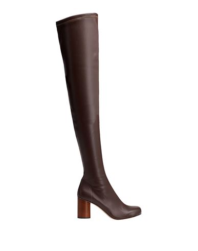 8 By Yoox Stretch Glove Leather Over-the-knee Boots Woman Boot Chocolate brown Size 9 Polyester, Polyurethane