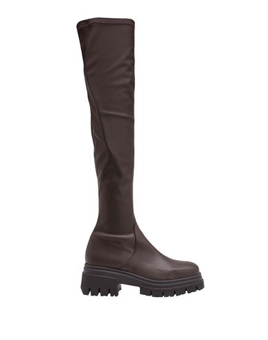 8 By Yoox Stretch Over-the-knee Lug Sole Boots Woman Boot Dark brown Size 5 Polyurethane