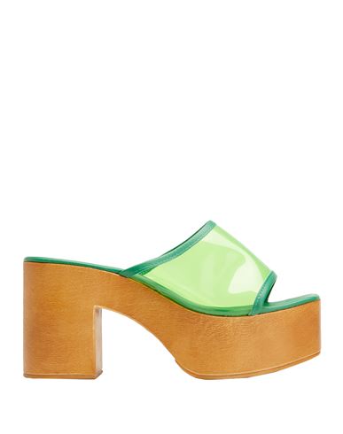 8 By Yoox Vinyl Platform Clogs Woman Mules & Clogs Green Size 9 Polyurethane