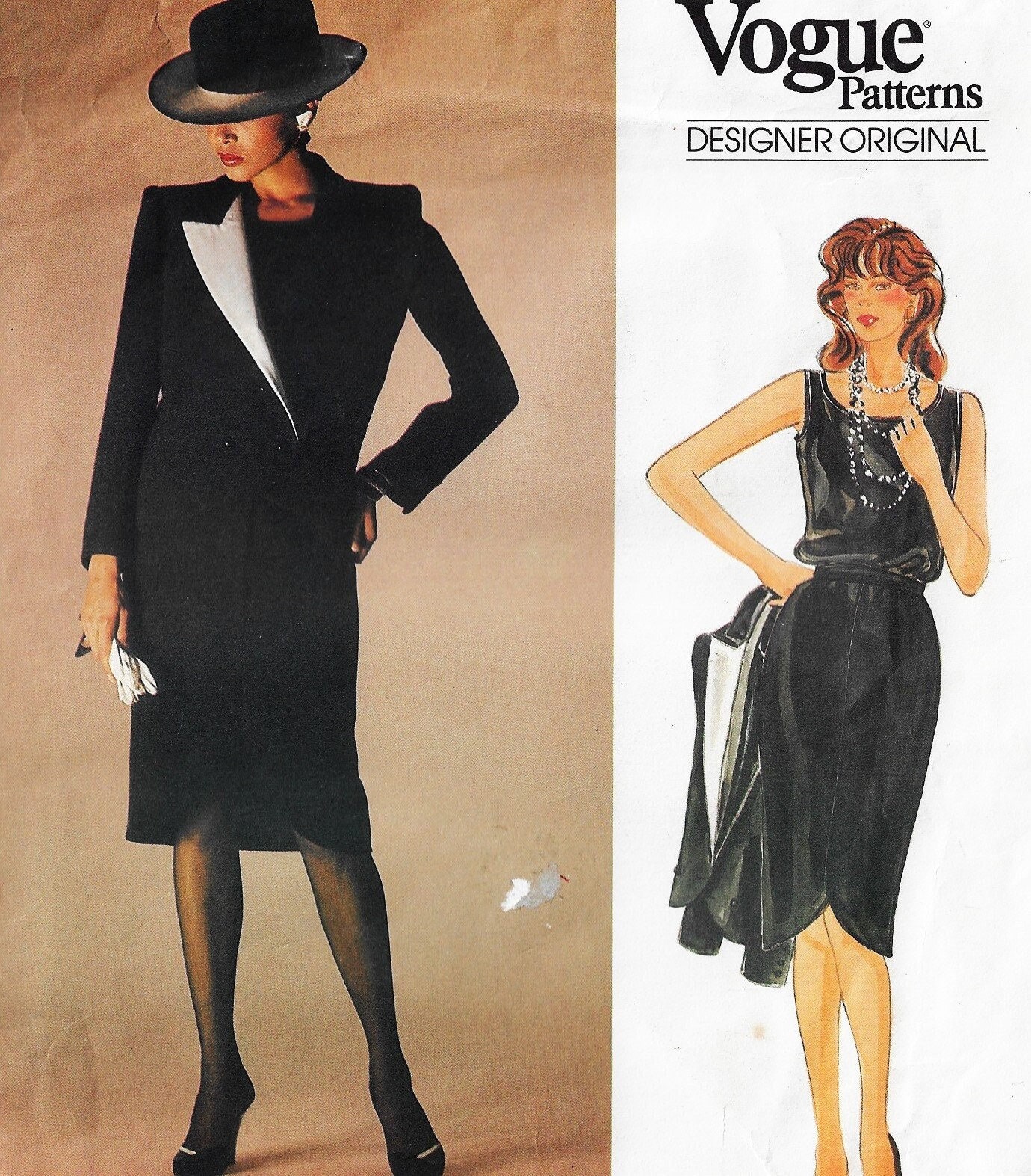 80S Valentino Above Hip Jacket, Tulip Hem Skirt & Top Vogue Sewing Pattern 1233 Size 14 Bust 36 Ff