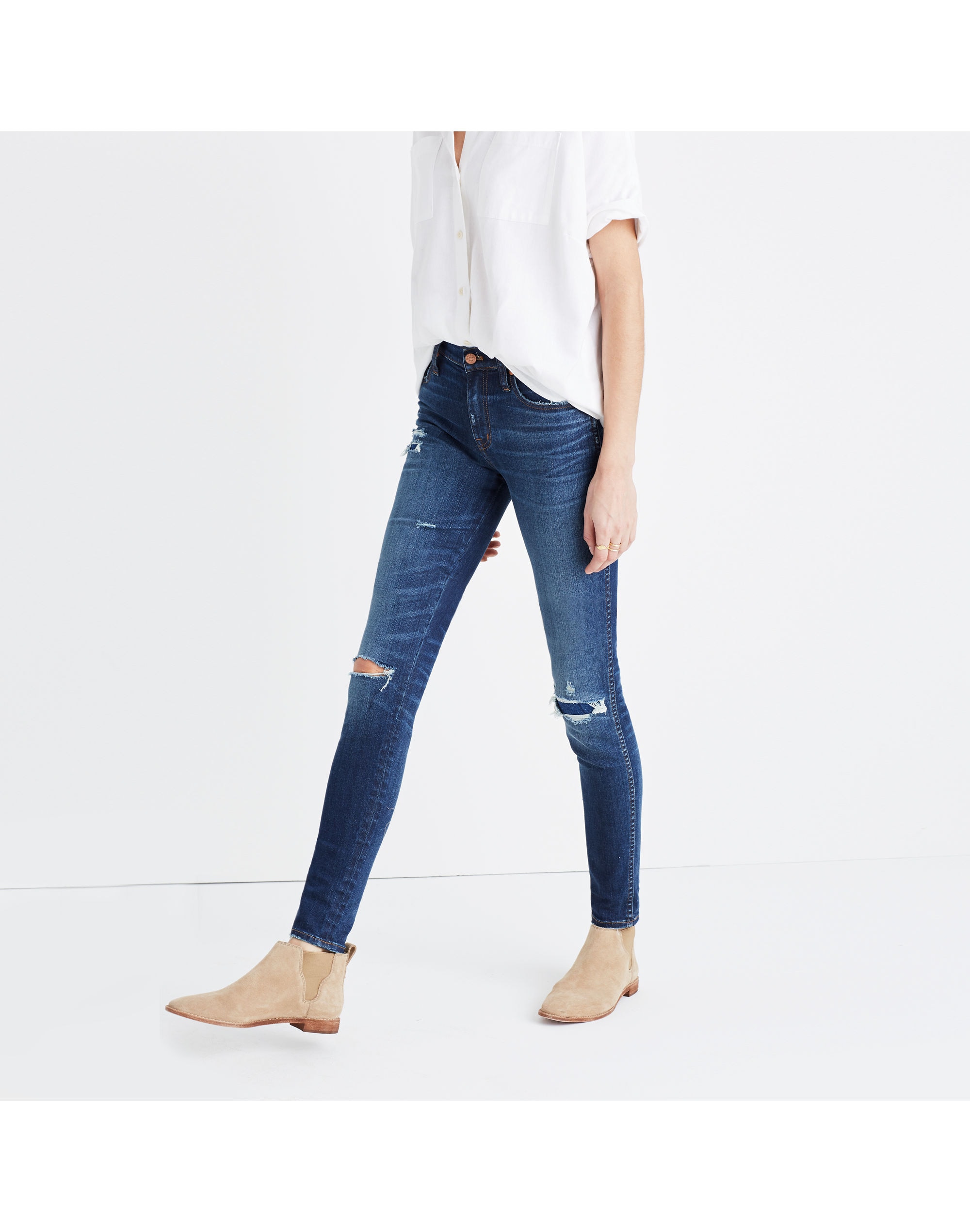 9" High-Rise Skinny Jeans: Ripped and Patched Edition