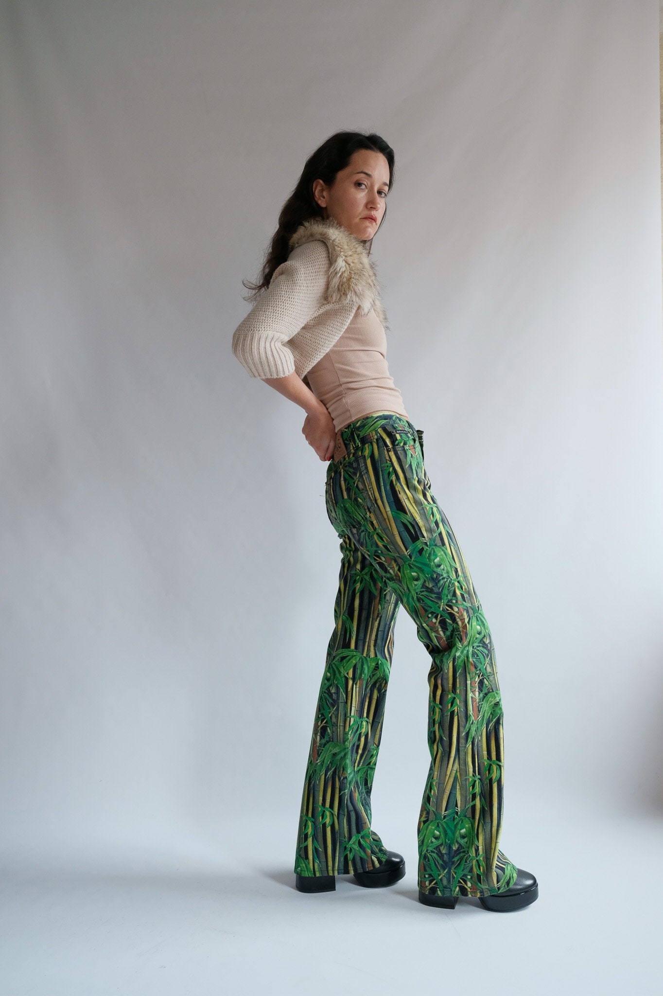 90S Dolce Gabbana Tropical Flared Trousers