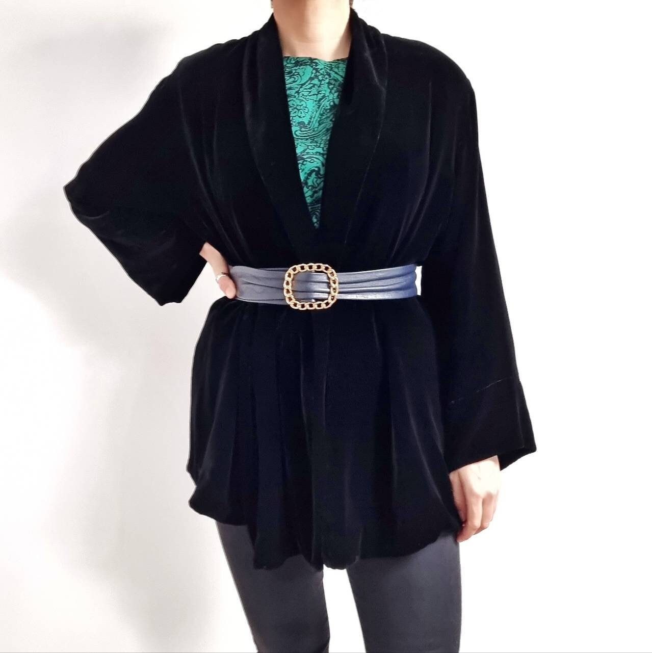 90's Vintage Laura Ashley Wrap Black Velvet Jacket // Evening, Opera Smart Coat Small - Medium