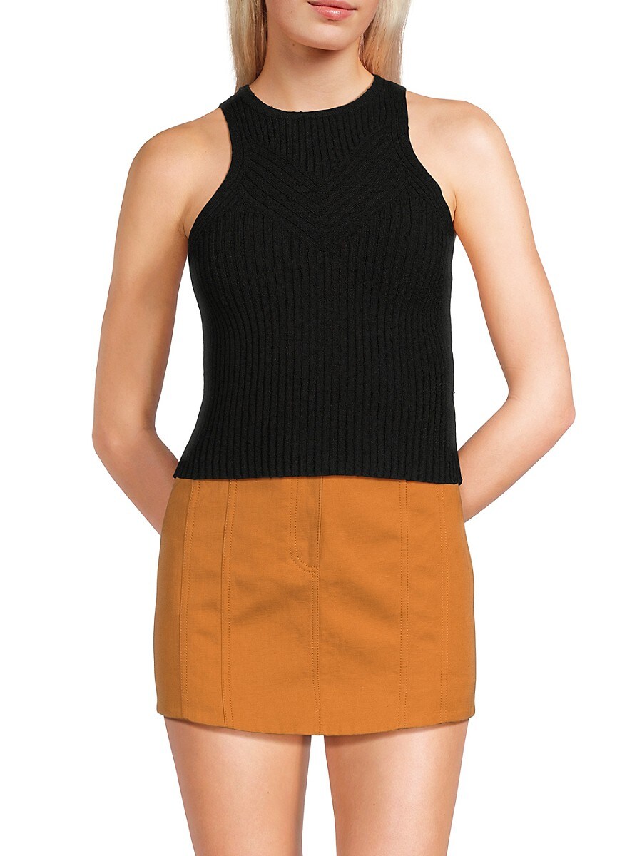 A. L.C. Women's Lucy Ribbed Crop Top - Black - Size M